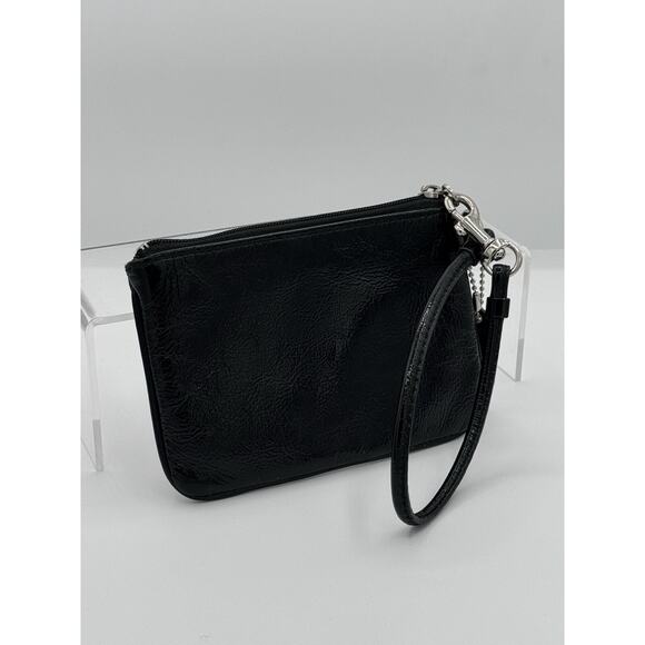 Coach Black Patent Leather Zip Small Clutch Wristlet Wallet - Picture 2 of 5